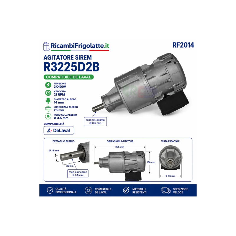 RF2014 SIREM R3225D2B 3x400V 21 RPM compatibile De Laval
