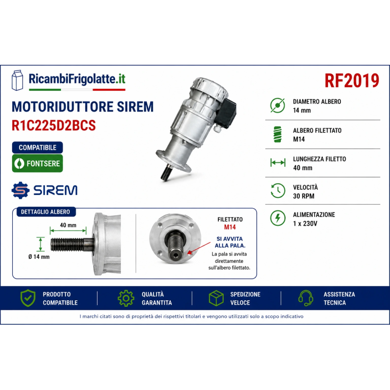 RF2019 SIREM R1C225D2BCS 1x230V 30 RPM M14 Fontsere