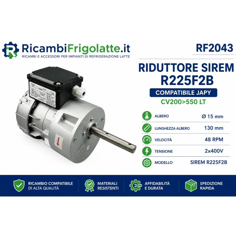 RF2043 Riduttore SIREM R225F2B JAPY CV200-550 LT 48 RPM