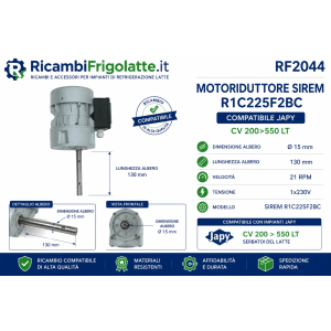 RF2044 Motoriduttore SIREM R1C225F2BC JAPY 21 RPM