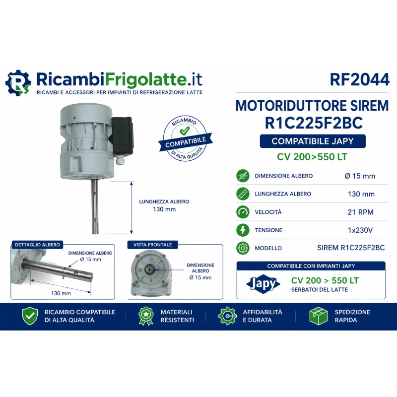RF2044 Motoriduttore SIREM R1C225F2BC JAPY 21 RPM