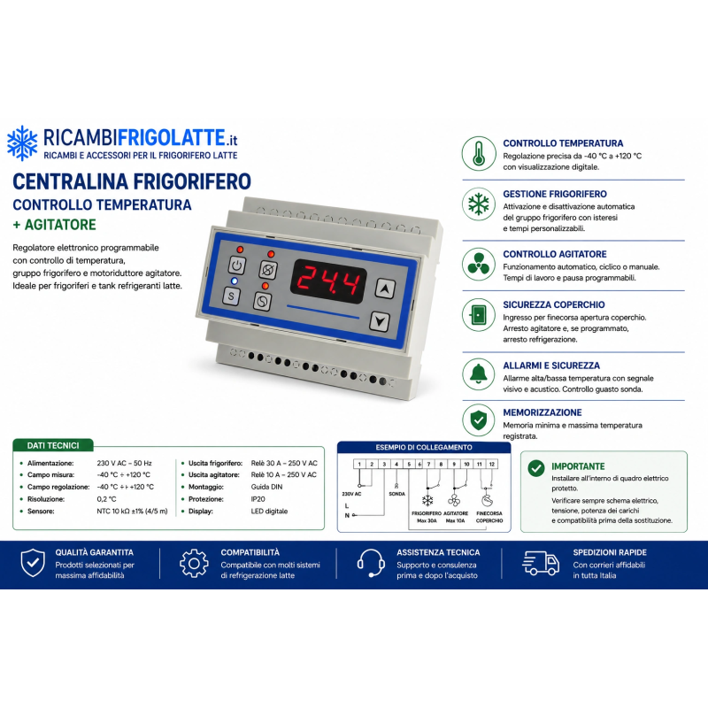 RF2425 Centralina Frigorifero Latte Temperatura e Agitatore