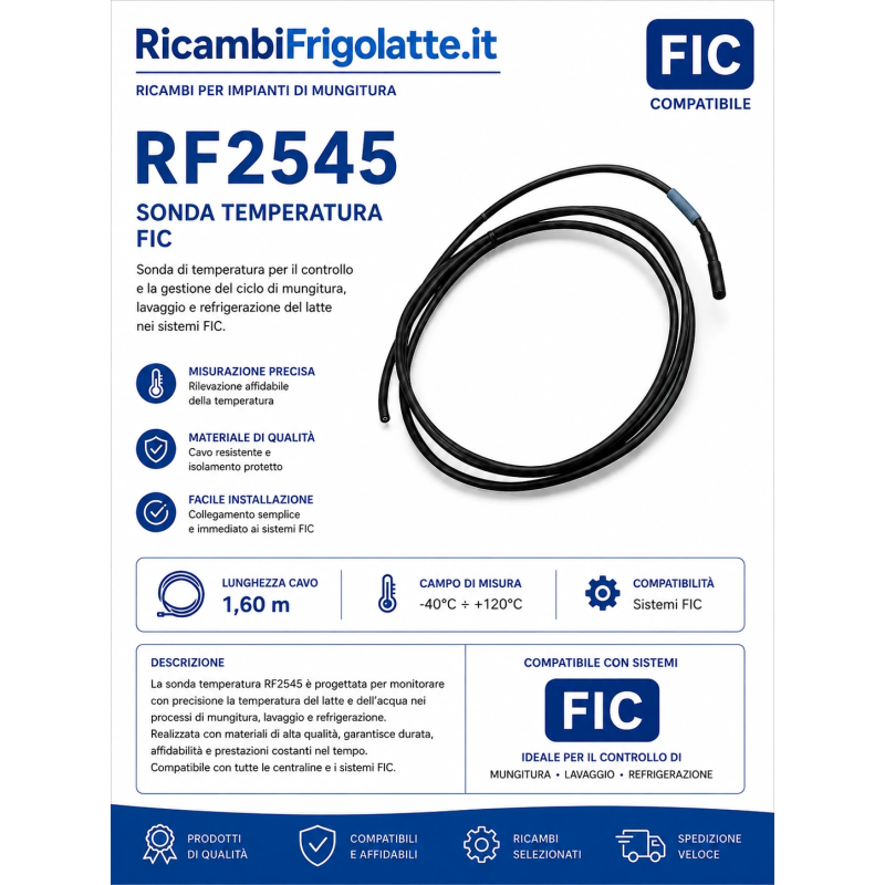 RF2545 Sonda temperatura FIC 1,60 m per tank latte
