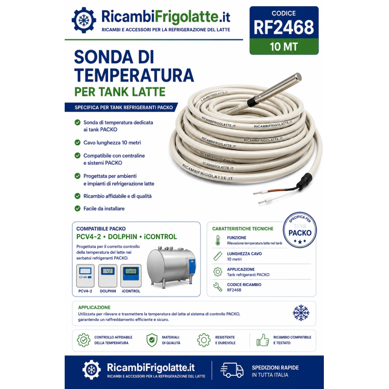 RF2468 Sonda temperatura 10 m PACKO Dolphin PCV4-2