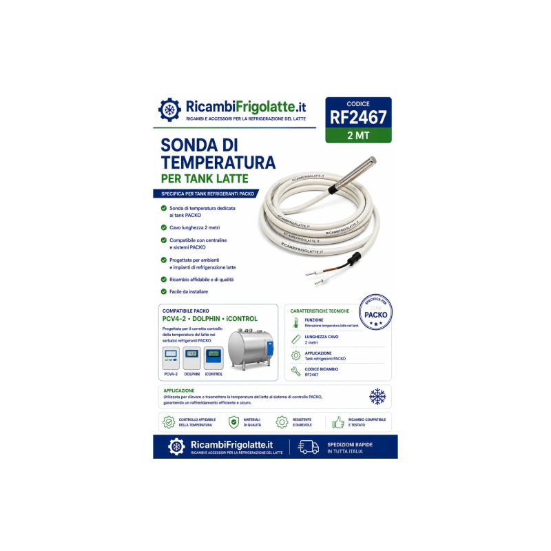 RF2467 Sonda temperatura 2 m PACKO Dolphin PCV4-2