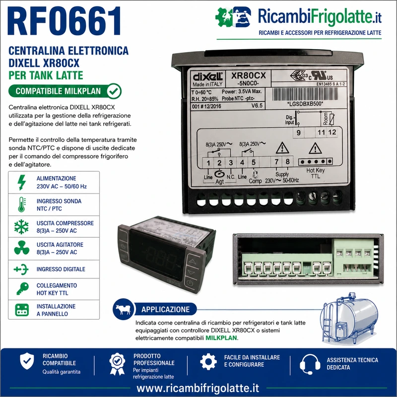 RF0661 DIXELL XR80CX Centralina Tank Latte Milkplan