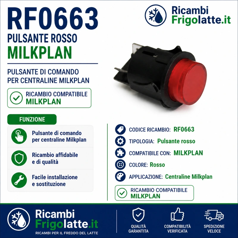 RF0663 Pulsante Rosso Quadro Comando Tank Latte Milkplan