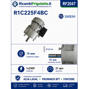 RF2047 Motoriduttore SIREM R1C225F4BC per Tank Refrigeratore Latte