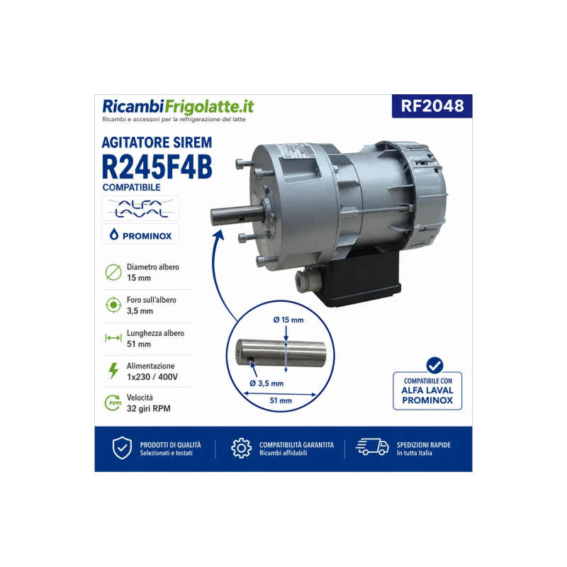 RF2048 Agitatore SIREM R245F4B 32 RPM Alfa Laval Prominox