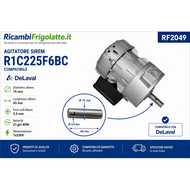 RF2049 Agitatore SIREM R1C225F6BC 21 RPM DeLaval
