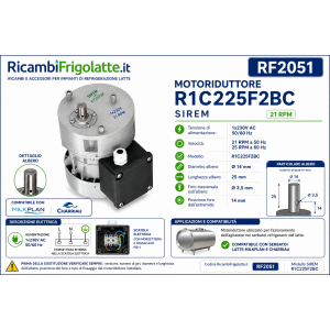 RF2051 SIREM R1C225F2BC 21 RPM Milkplan Charriau