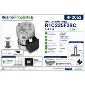 RF2052 SIREM R1C225F2BC 21 RPM Micro-Switch Milkplan