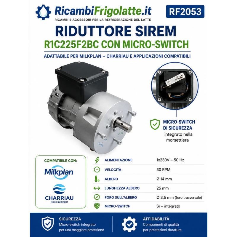 RF2053 SIREM R1C225F2BC 30 RPM Micro-Switch Milkplan