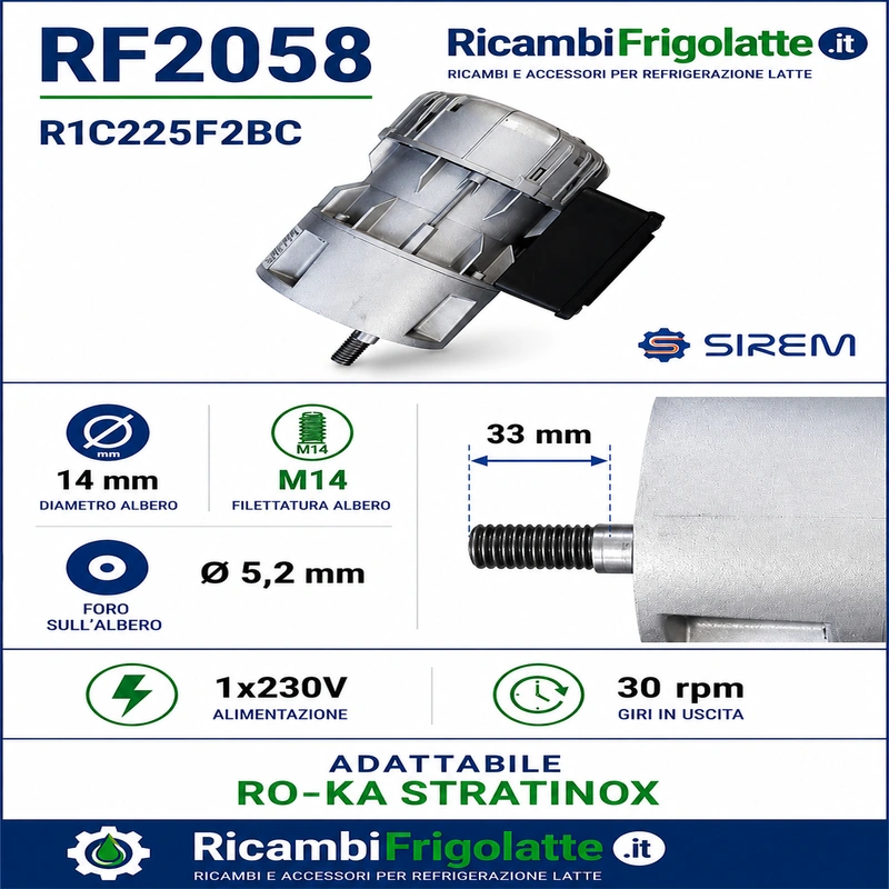 RF2058 Motoriduttore SIREM R1C225F2BC 30 RPM | RicambiFrigolatte