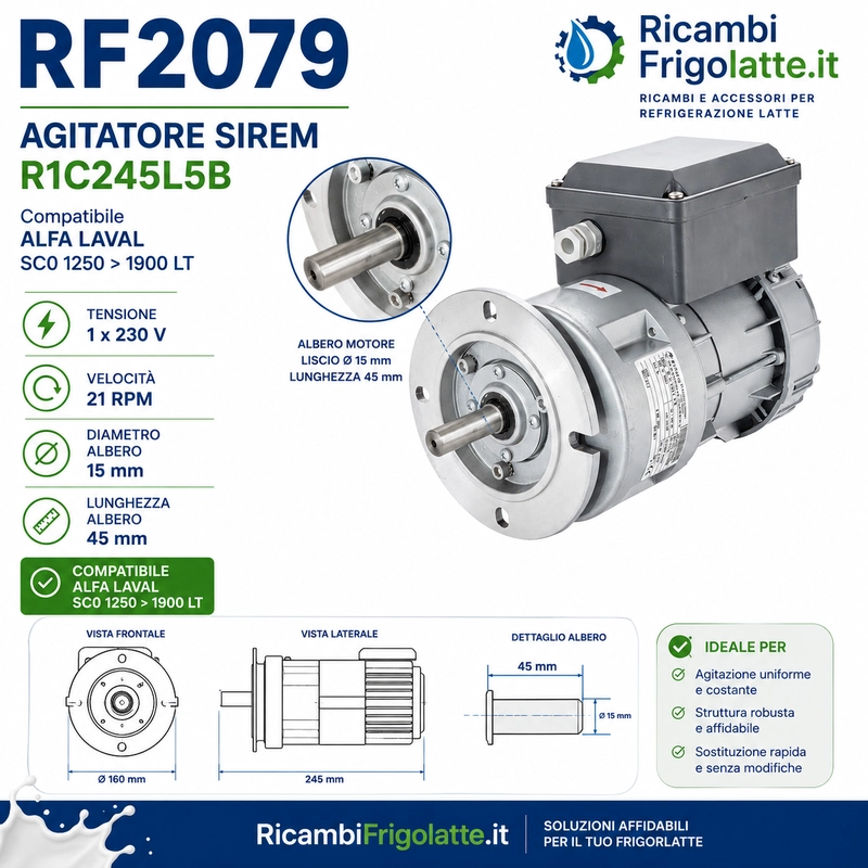 RF2079 Agitatore SIREM R1C245L5B 21 RPM | RicambiFrigolatte