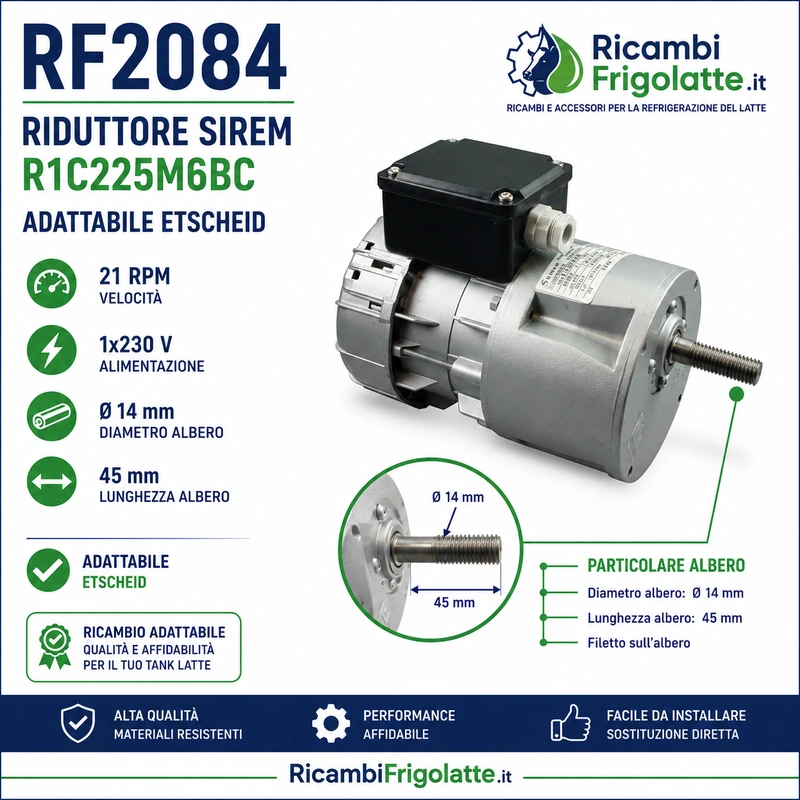 RF2084 Riduttore SIREM R1C225M6BC 21 RPM | RicambiFrigolatte