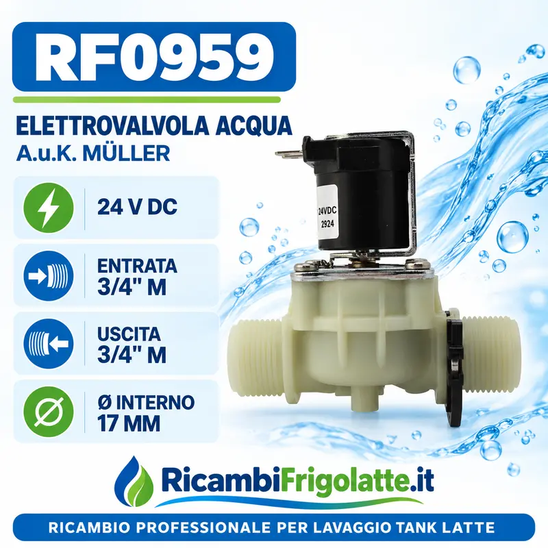 RF0959 Elettrovalvola acqua 3/4" per tank latte