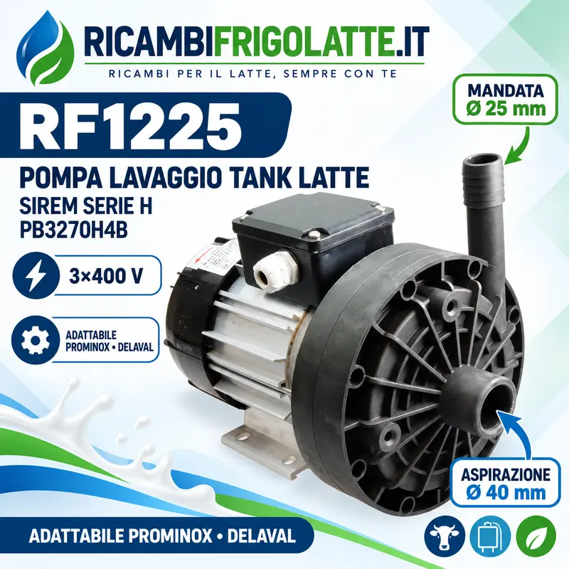 RF1225 Pompa SIREM PB3270H4B 3×400V Prominox DeLaval