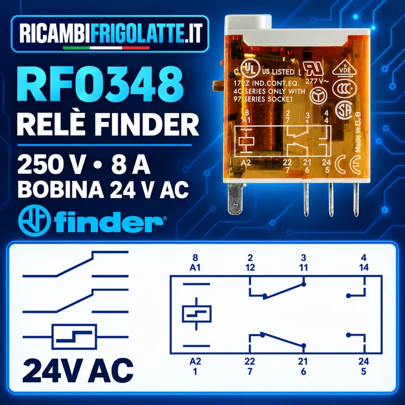 RF0348 Relè Finder 250 V 8 A bobina 24 V AC