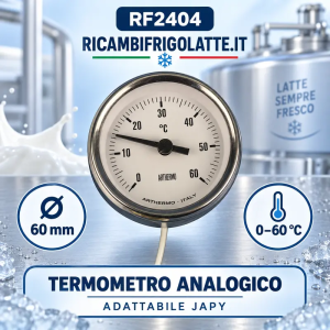 Termometro Ø60 mm 0–60 °C per tank latte Japy