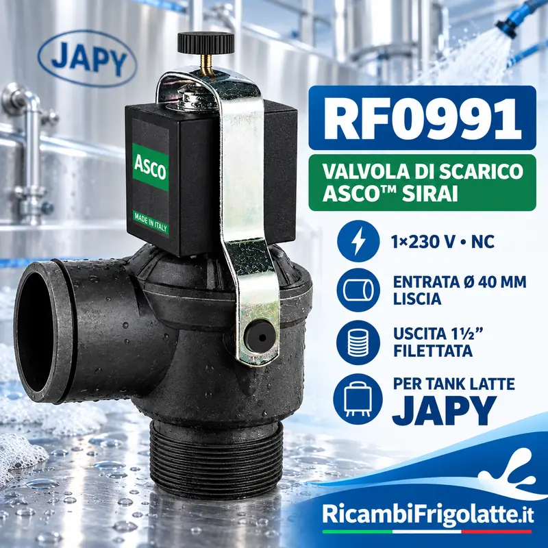 Valvola scarico ASCO Sirai 230V NC Ø40 per Japy – RF0991