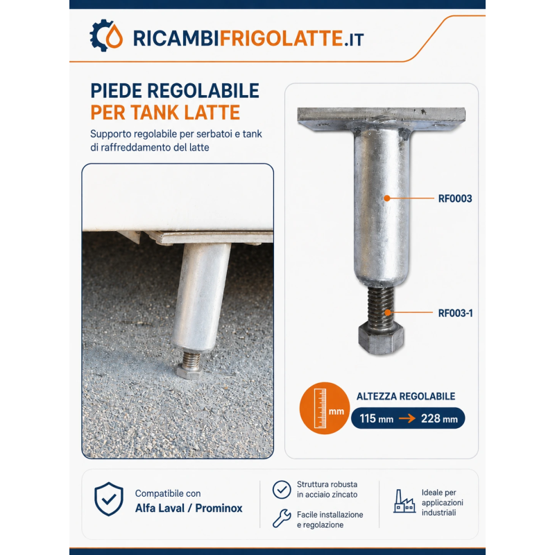 Supporto piedino inox Prominox RF0003 118 mm