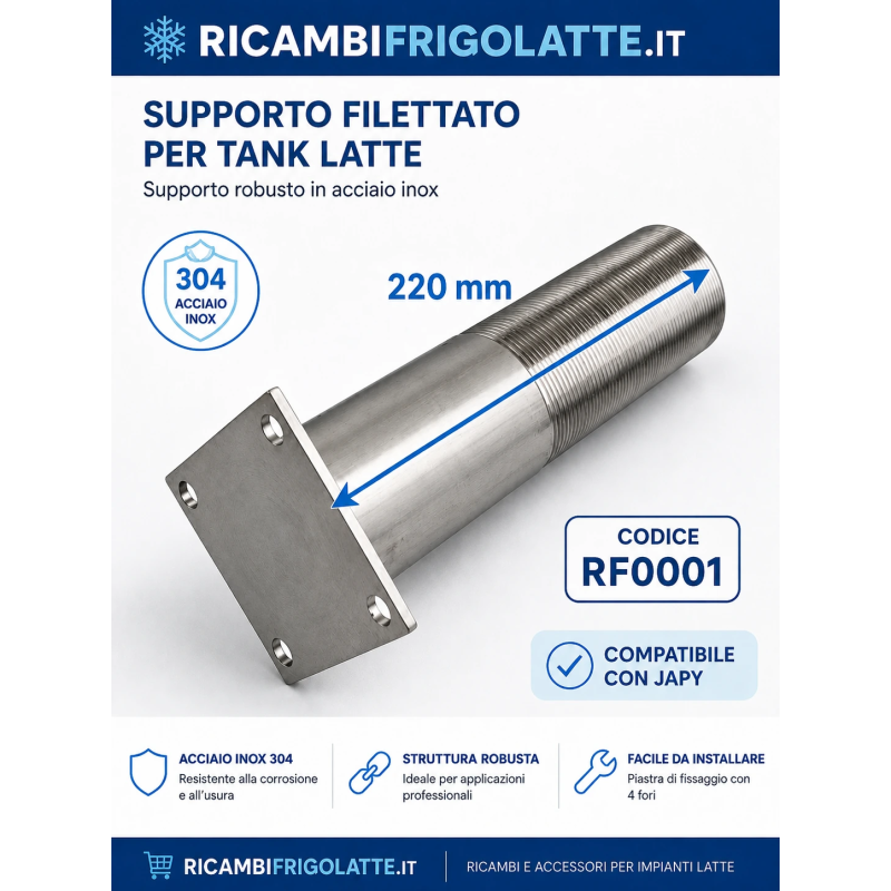 Supporto piedino inox Japy RF0001 220 mm