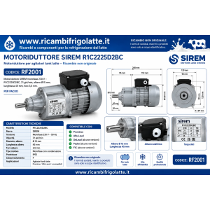 Riduttore RF2001 per agitatore serbatoio latte