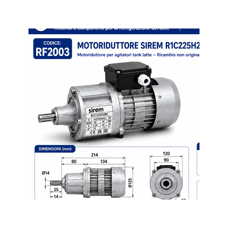 Riduttore RF2003 per agitatore serbatoio latte