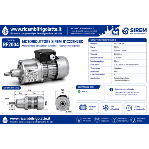 Riduttore RF2004 per agitatore serbatoio latte