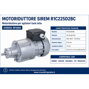 Motoriduttore SIREM R1C225D2BC 30–36 RPM – RF2005