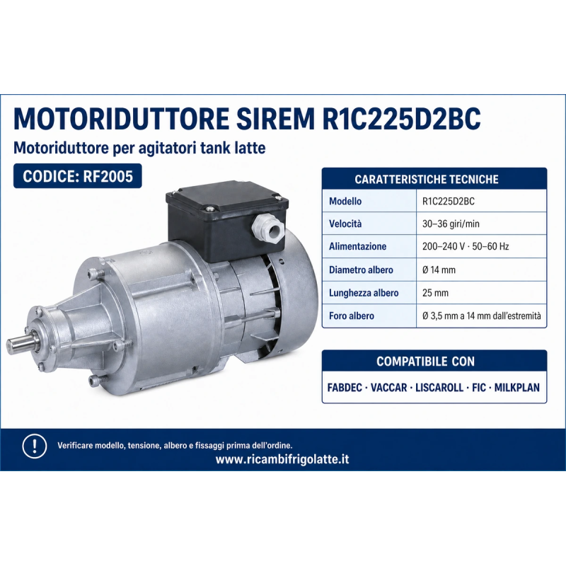 Motoriduttore SIREM R1C225D2BC 30–36 RPM – RF2005