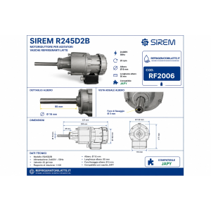RF2006 SIREM R245D2B 25 RPM | Motoriduttore Tank Latte