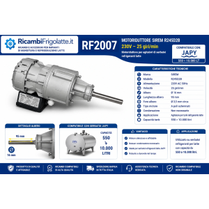 RF2007 Motoriduttore SIREM R245D2B 230/400V JAPY | RicambiFrigolatte.it