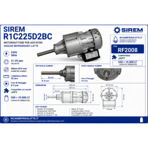 RF2008 Motoriduttore SIREM R1C225D2BC compatibile JAPY