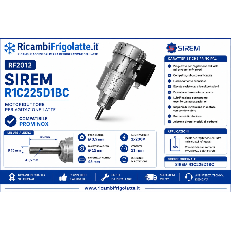 RF2012 Motoriduttore SIREM R1C225D1BC 21 RPM Prominox
