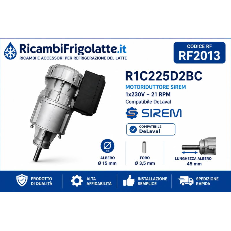 RF2013 Motoriduttore SIREM R1C225D2BC 21 RPM DeLaval