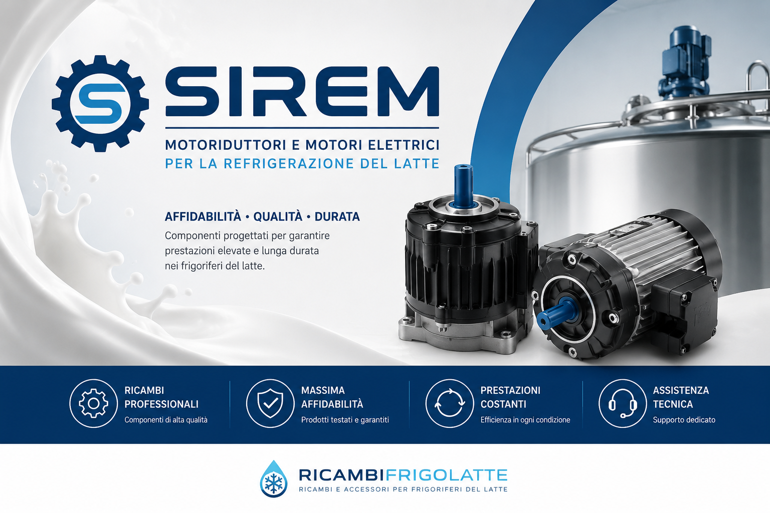 Ricambi SIREM per frigoriferi del latte | Motoriduttori | RicambiFrigoLatte.it