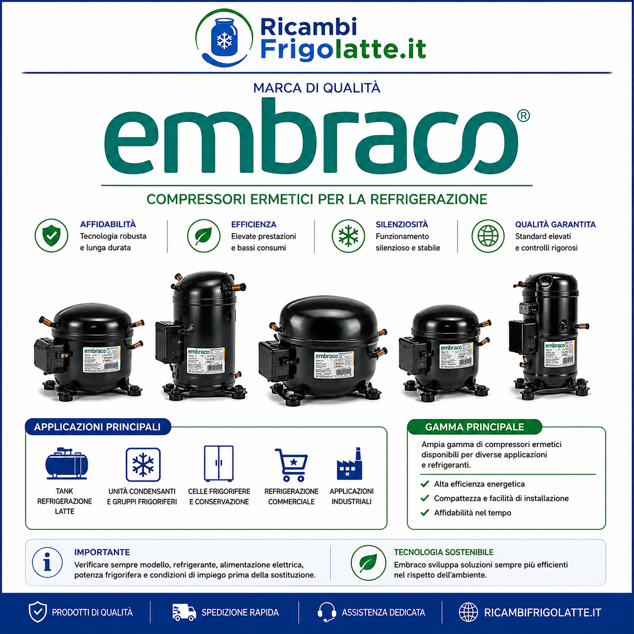 Embraco compressori per tank latte | RicambiFrigolatte.it